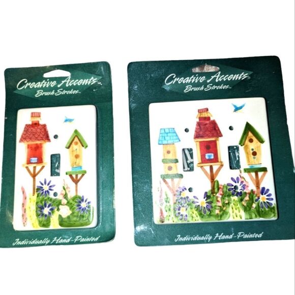Vintage Other - Vintage Creative Accents Brush Strokes hand painted birdhouse light switch plate